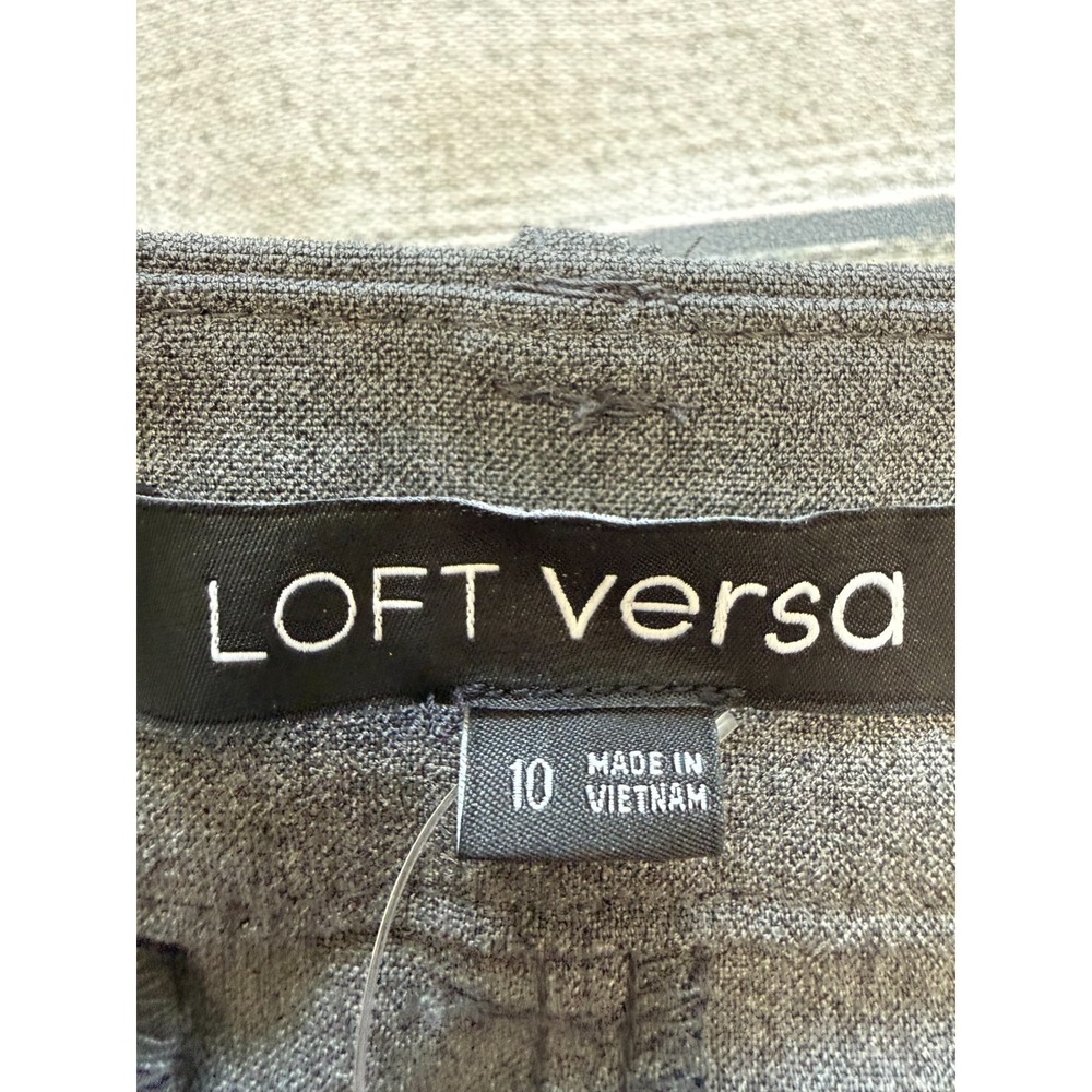 NWT LOFT Versa Wide Leg Pants Womens 10 Gray Pleated Flat Front Career Stretch - Picture 3 of 6